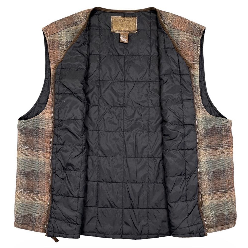 Clear Water Men’s Plaid Quilted Outdoor Vest Brown Green Size L - Picture 4 of 11
